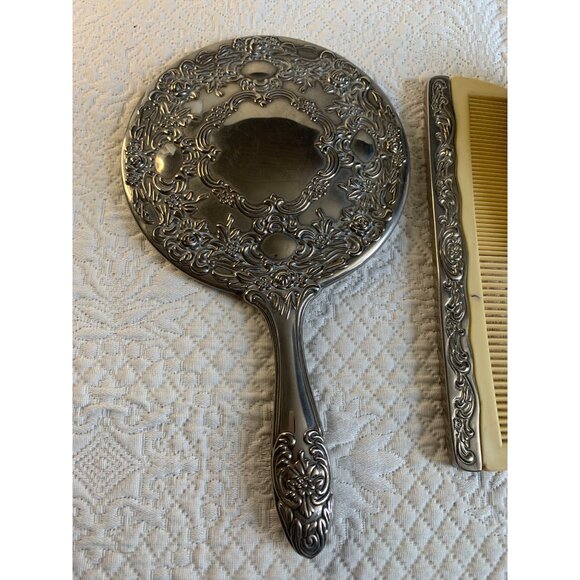 Vintage Vanity Silver Plated Hand mirror brush & comb set - Picture 2 of 16
